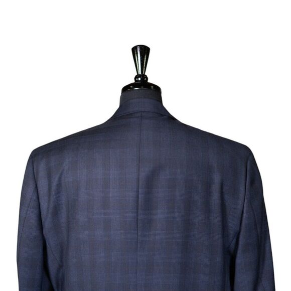 Daniel Cremieux Mens Blazer Blue Plaid Wool 2 Button Lined Jacket Sport Coat 44R - Picture 8 of 9